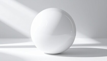 Poster - Dynamic white sphere on minimalist surface studio setting abstract art natural light perspective play