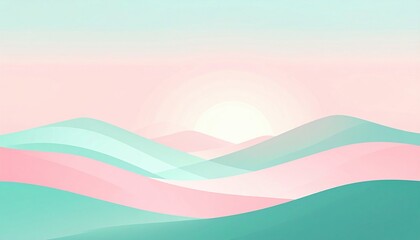 Poster - Serene landscape waves at sunrise abstract art tranquil environment soft colors digital illustration