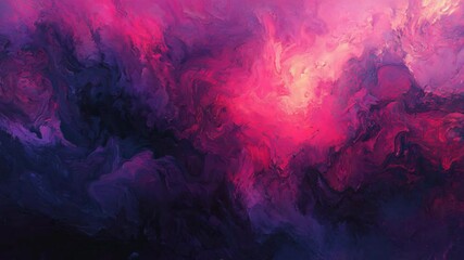 Poster - Vivid purple and pink abstract painting with swirling patterns and textures evoking emotional depth