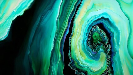 Fototapete - Vibrant abstract green and blue fluid patterns creating a dynamic and colorful visual experience
