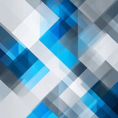 Poster - Dynamic geometric arrangement with intersecting squares in shades of blue and gray