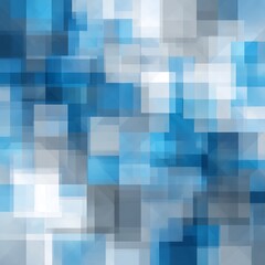 Poster - Geometric composition with overlapping squares in varying shades of blue