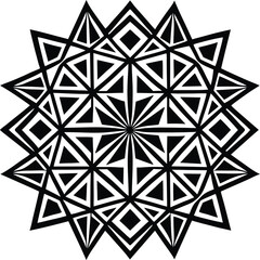 Poster - Black and white seamless snowflake geometric pattern vector art illustration