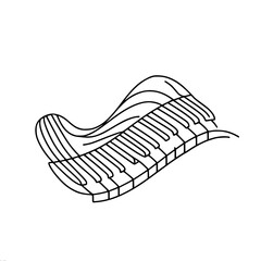 Poster - Abstract piano outline with smooth lines like melody waves, vector outline of one line