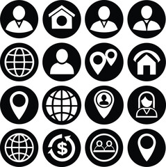 Aufkleber - Black circle vector social network icon set, web business symbol illustration design