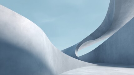Poster - Abstract architectural design showcasing smooth curves and light blue sky in a modern setting