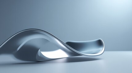 Poster - Sleek metallic sculpture showcasing fluid design with gentle curves in a serene setting