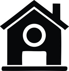 Poster - A 3D metal internet button features a black silhouette of a residential house icon, a symbol for web property design