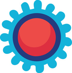 Poster - This vector illustration features a red round frame with a blue sky element, creating an abstract circle design concept
