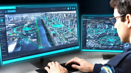 Poster - Military personnel engaging with advanced holographic technology for strategic operations planning