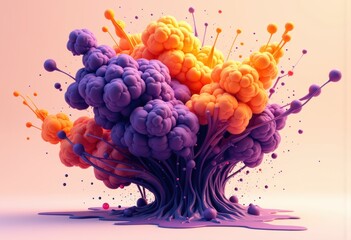 Fototapete - Colorful explosion of purple and orange clouds creating a vibrant visual effect