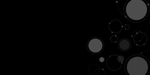 Poster - modern abstract white background with black round shapes. connected circles. network of circles. tem