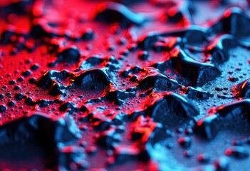 Poster - Abstract close-up of colorful water droplets on a textured surface
