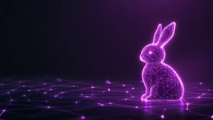 Poster - Neon Wireframe Rabbit in Dark Space with Geometric Patterns and Soft Lighting Effects for Digital Art and Animation Projects 4k video footage