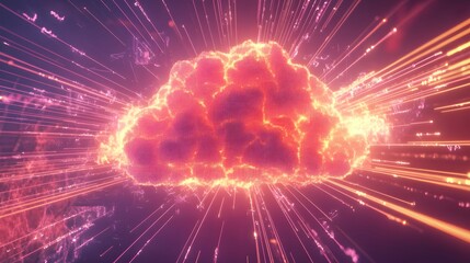 Poster - Abstract digital representation of a glowing cloud.