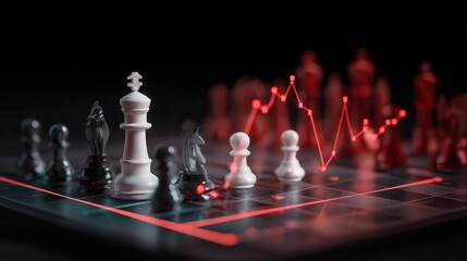 Poster - Strategic financial analysis represented by chess pieces.