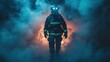 © Laras - Firefighter in protective gear amidst a smoky scene.