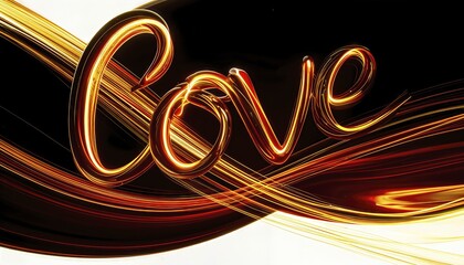 Poster - Illuminated Love Text with Abstract Background Design