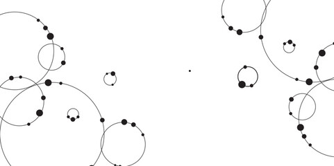 Aufkleber - Abstract background with circles and dots. connection for communication technology and social network concept background. Wide molecule structure background. Connect circle and point with intersection