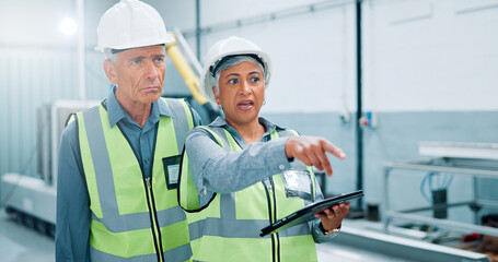 Poster - People, robotics and pointing in lab, tablet and conversation with online schedule, help and automation. Inspection, engineering and workers in factory, technician or machine learning with discussion