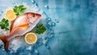 © Taylor - fresh fish on ice with lemon slices and parsley creating refreshing and appetizing display scene highlights freshness and quality of seafood perfect for culinary use