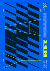 Poster - Modern abstract poster, Raster version of high quality and resolution, artwork with geometric postmodern shapes in brutalism aesthetics, minimalistic trendy bold composition, A4 futuristic graphic 29