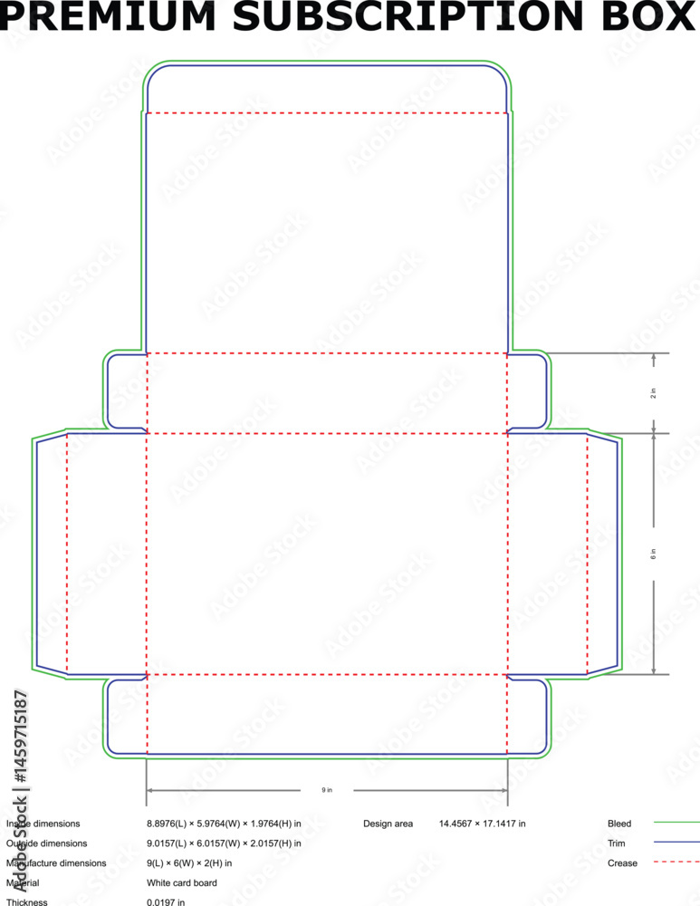 Premium Box Pattern Premium Subscription Box Packaging Design Template DieCut Diagram Stock ...