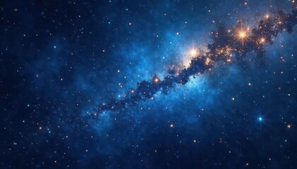 Wall Mural - Rich blue canvas scattered with golden stellar dust and tiny stars , cosmic, elegant, starry night