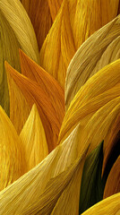Aufkleber - Abstract image of textured yellow and gold leaf-like forms creating a flowing, layered pattern, suggesting natural elegance and organic texture