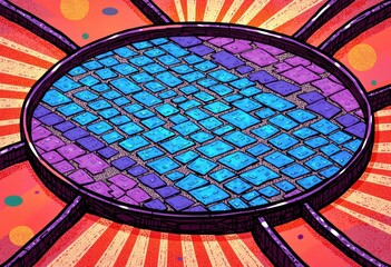 Fototapete - Colorful abstract illustration of a circular cobblestone pattern