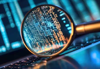 magnifying glass over code lines
