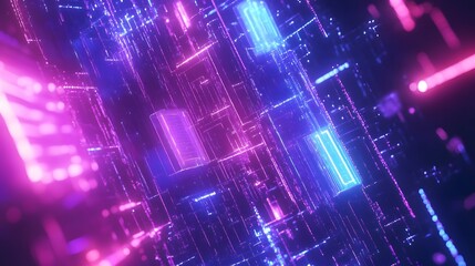 Poster - Abstract digital architecture in vibrant hues.