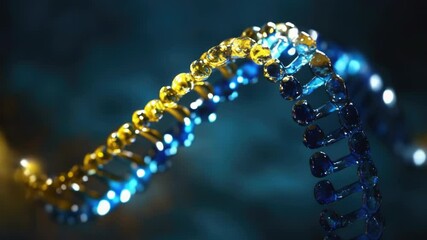 Poster - A detailed view of a strand of blue and yellow beads