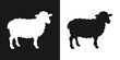© DesignAxen - Minimalist illustration of a sheep silhouette in positive and negative black and white space