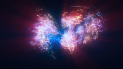 Fototapete - A mirrored abstract pink and blue swirling energy, forming a cosmic and futuristic design