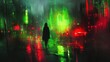 © Adex - Person walking rainy city street at night