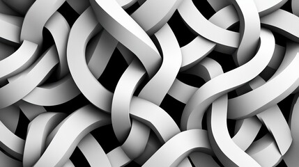 Poster - seamless optical ornamental pattern with three-dimensional geometric figures. intertwine black and w