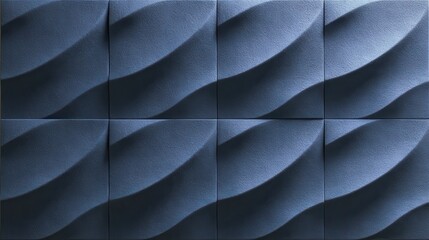 Poster - Dark blue wavy tile texture repeating seamlessly, delivering sophisticated geometric design for contemporary interior spaces