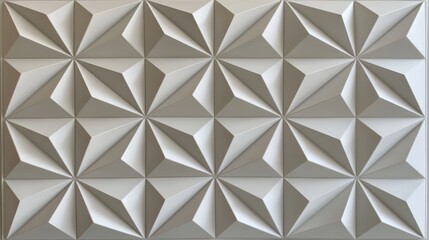 Poster - White seamless geometric pattern forming star shapes with triangles creating a modern and stylish design, ideal for backgrounds, textures, and decorative surfaces