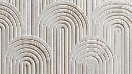 Poster - Textured white surface featuring embossed semicircular arched lines creating contemporary minimalist graphic design element