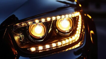 Poster - A close-up shot of a car headlight, suitable for use in automotive or transportation-related contexts