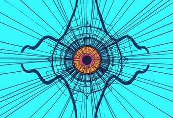 Fototapete - Abstract illustration of a particle collision with vibrant colors and dynamic lines