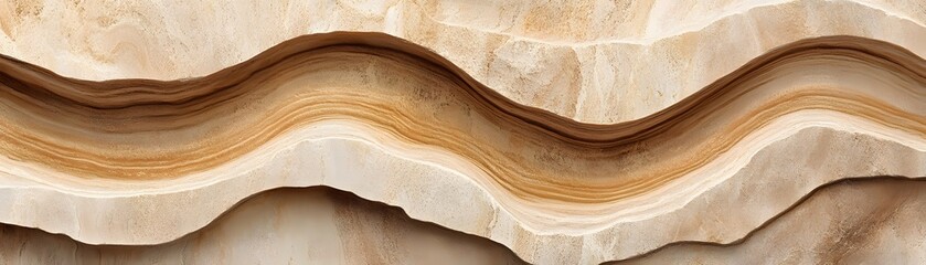 Poster - Abstract design of layered, wavy patterns in light and warm tones.