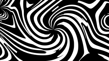 Poster - Swirling black and white pattern creates optical illusion with dynamic, wavy lines, forming a hypnotic and abstract, high-contrast visual experience