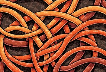 Fototapete - Colorful abstract design featuring intertwined orange and brown lines