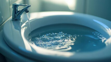 Poster - A shot of a toilet bowl with water inside, ideal for use in illustrations or diagrams