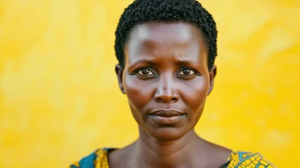Aufkleber - Close-up portrait of a person against a bright yellow background