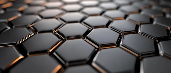 Poster - Abstract Hexagonal Pattern: A Dark, Sleek, and Geometric Design