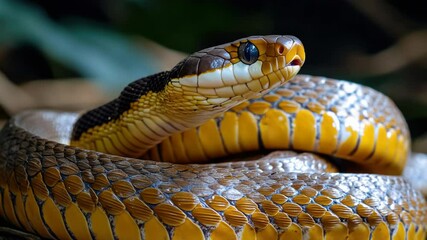 Poster - A close-up view of a snake's head with its mouth open, ready to strike