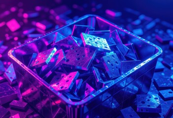 Aufkleber - Colorful abstract composition of glowing dominoes in a reflective container